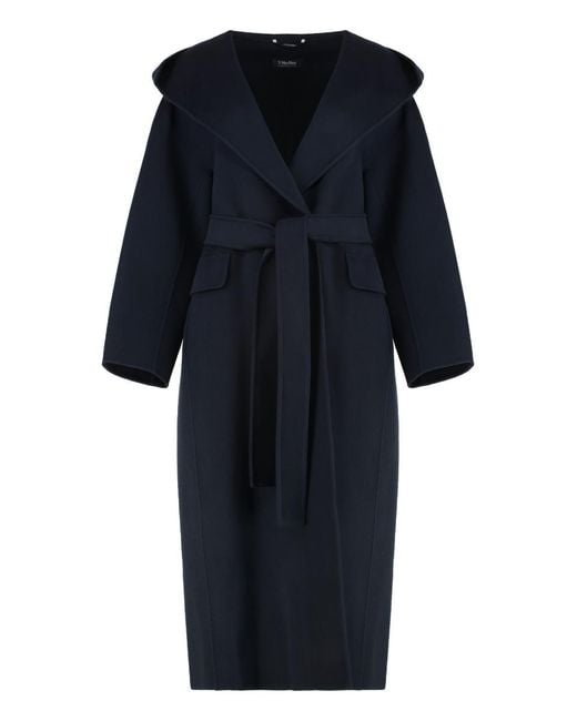 Max Mara Blue Cassia Virgin Wool Coat