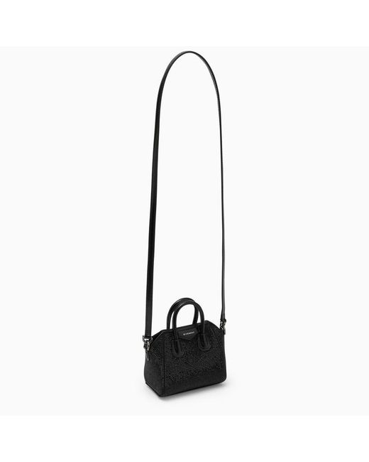 Givenchy Black Antigona Micro Bag With Rhinestones