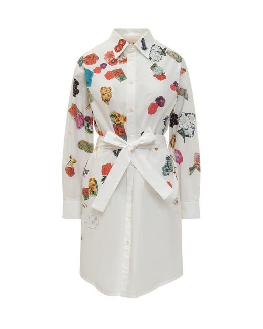 Marni White Dress With Floral Patterns