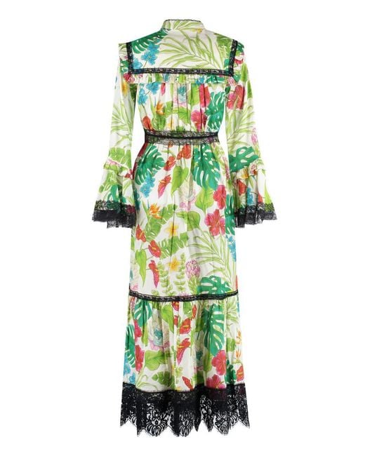 Gucci Green Printed Cotton Long Dress