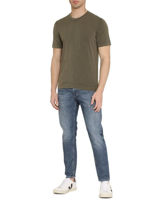 Canali Green Cotton Crew-neck T-shirt for men