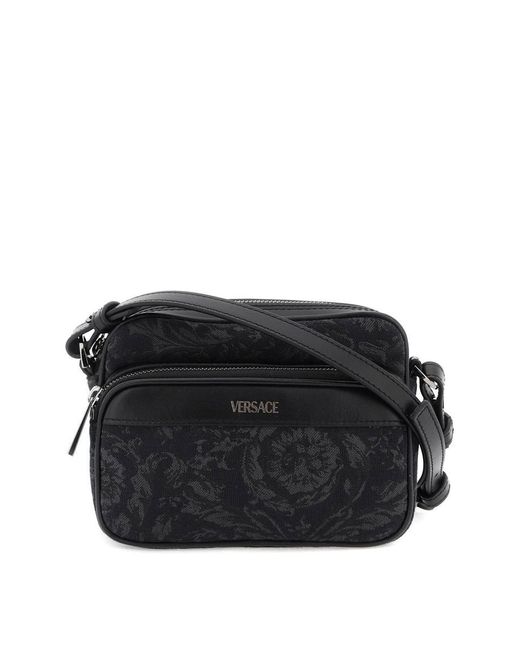 Versace Black Baroque Messenger Bag for men