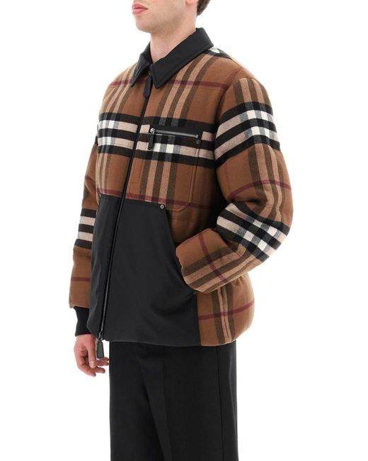 Reversible Exaggerated Check Nylon Puffer Jacket in Archive Beige/black -  Men