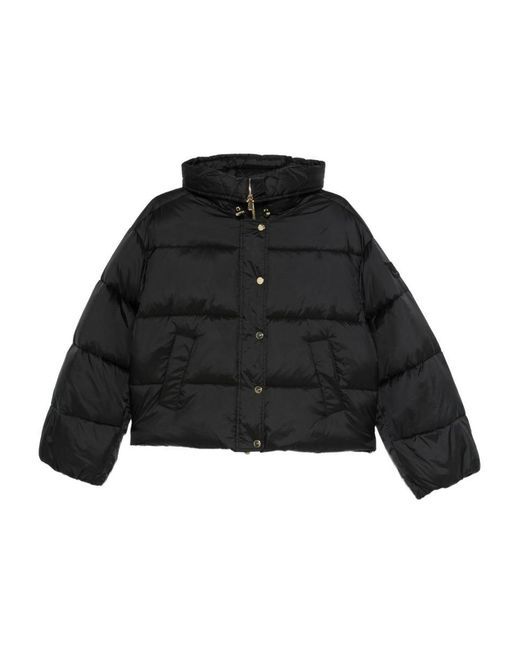 Pinko Black Cropped Puffer Jacket With High Collar