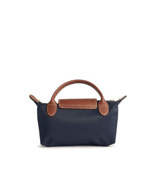Longchamp Blue 'Le Pliage Original' Mini Bag With Logo Engraved On The Front