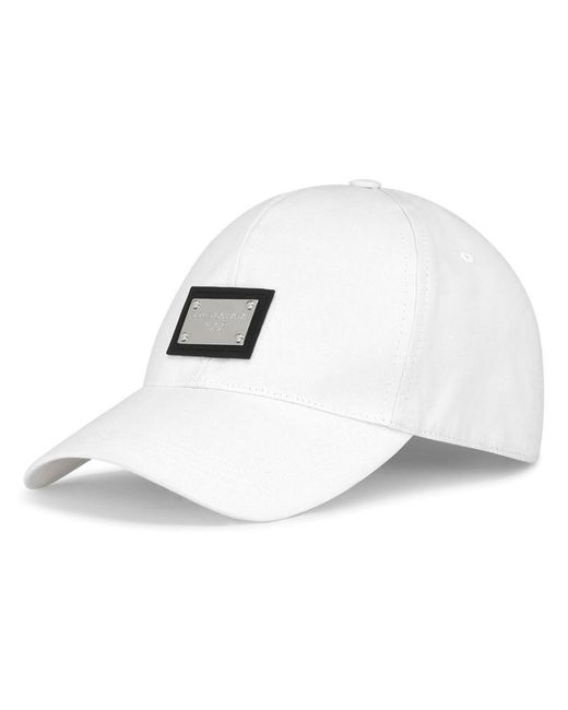 Dolce & Gabbana White Logo-tag Baseball Cap for men