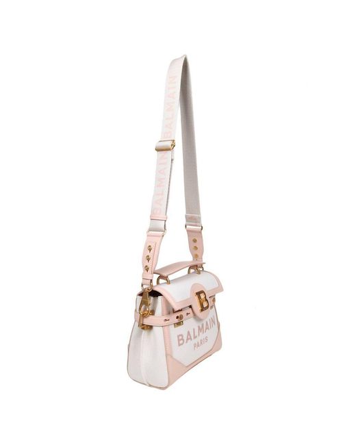 Balmain Pink Leather And Canvas Handbag