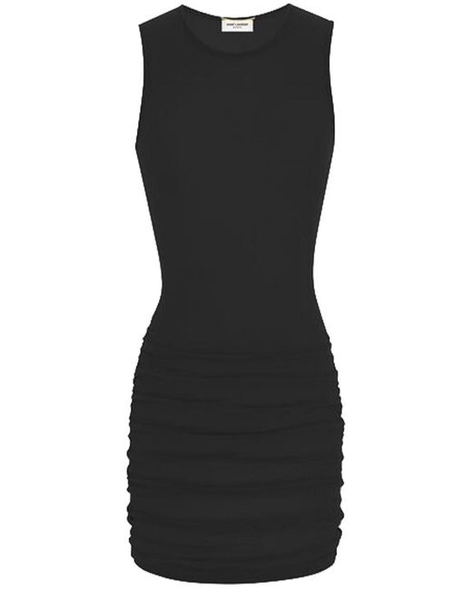 Saint Laurent Black Tule Stretch Dress