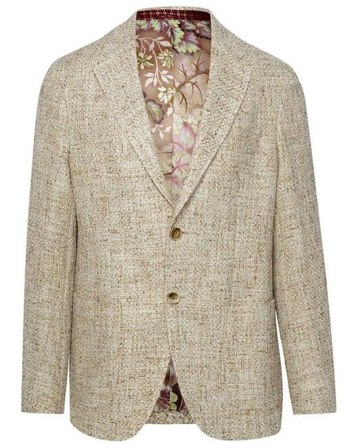 Etro Natural Multicolor Cotton Blend Blazer for men