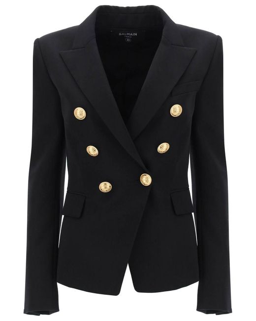 Balmain Black Fitted Double-breasted Jacket