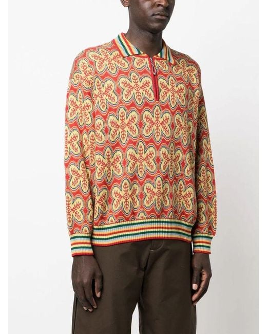 Bode Orange Dream State Half-zip Sweatshirt for men