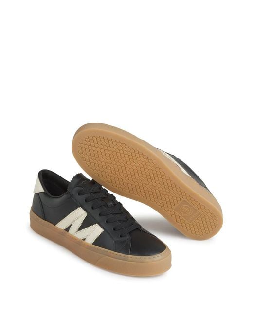 Moncler Gray Monaco2 Low-Top Leather Sneakers for men