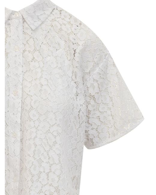 Michael Kors White Michael Lace Crop Dwn Shirt