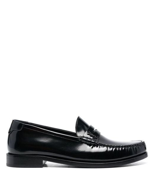 Saint Laurent Black Leather Penny-slot Loafers for men
