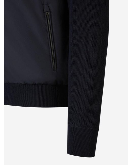 Herno Blue Technical Zipper Cardigan for men