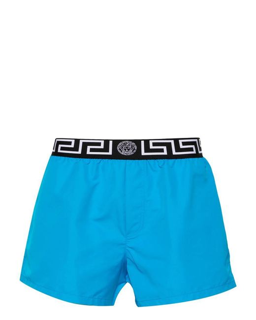 Versace Blue Greek Key Swimsuit for men