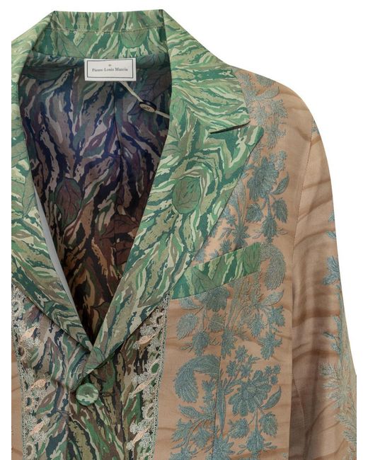 Pierre Louis Mascia Green Pierre Louis Mascia Silk Coat With Floral Pattern