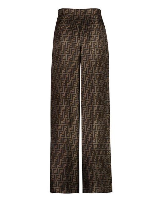 Fendi Brown Silk Trousers