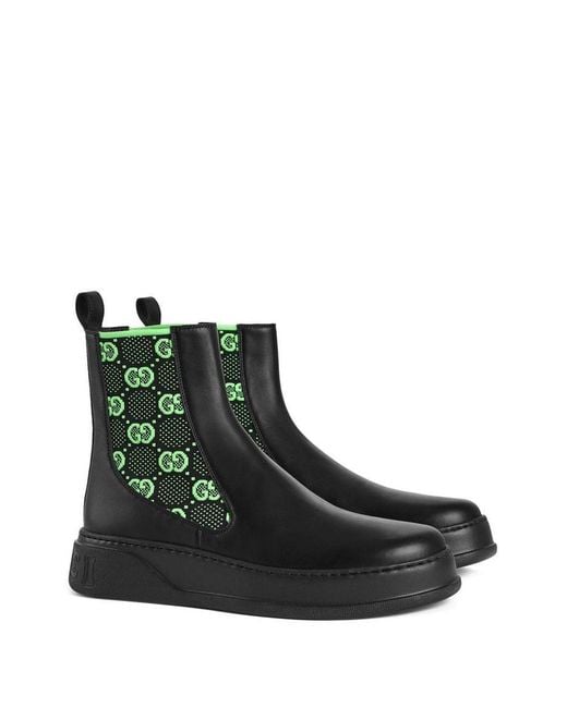 Gucci Gg Motif Leather Ankle Boots in Black for Men | Lyst