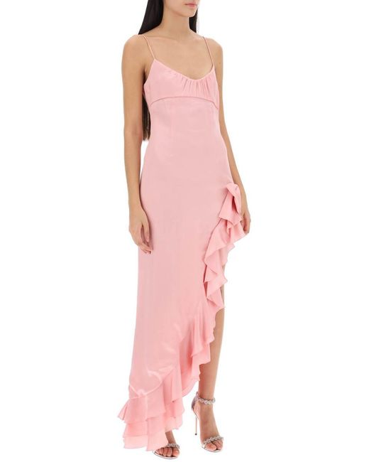 Alessandra Rich Pink Asymmetrical Dress With Frills