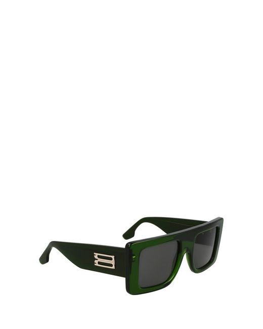 Victoria Beckham Green Rectangular Acetate Sunglasses