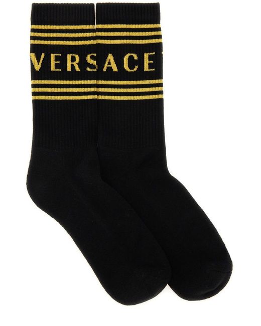 Versace Black Socks With Logo for men