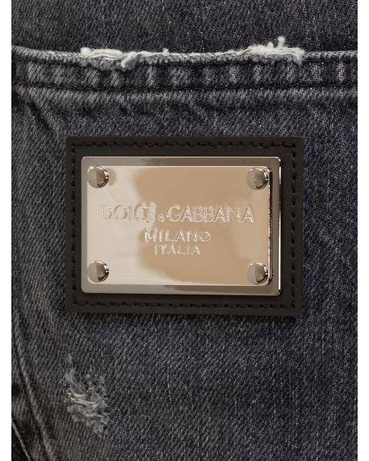 Dolce & Gabbana Gray Denim Jeans With Abrasions for men