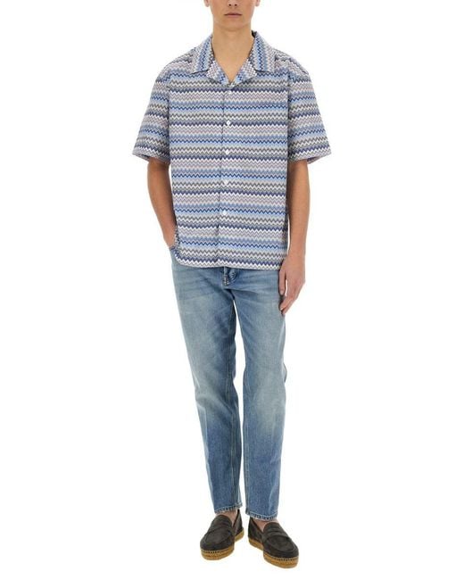 Missoni Blue Bowling Shirt for men