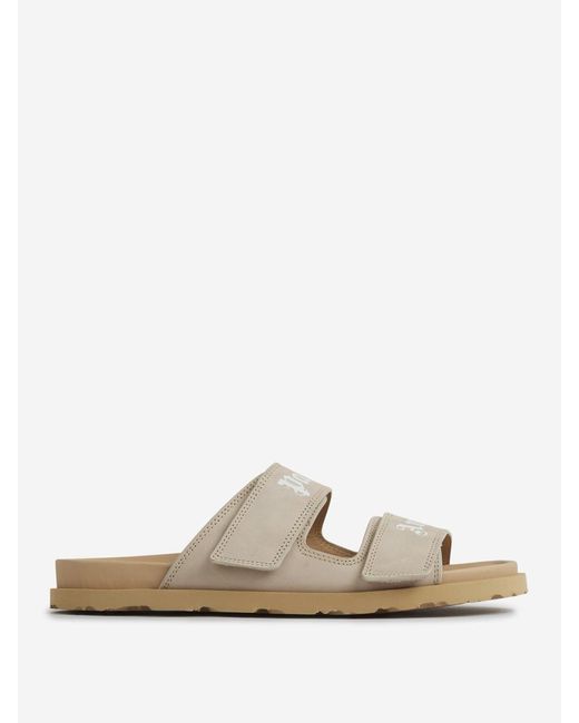 Palm Angels White Logo Nubuck Sandals for men