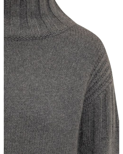Jil Sander Gray Turtleneck Sweater