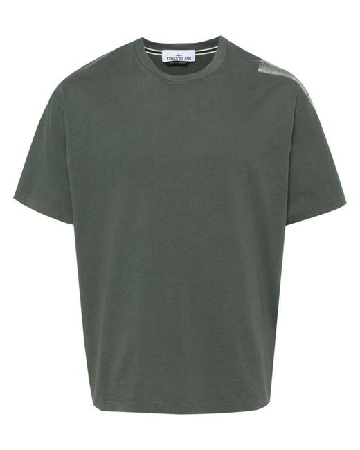 Stone Island Green T-Shirt 'Stripes Two' Print for men