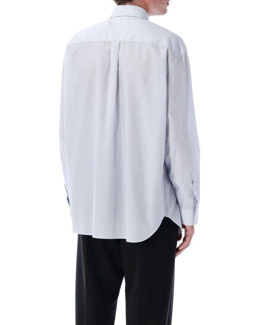 Bottega Veneta Blue Stripe Cotton Poplin Shirt for men