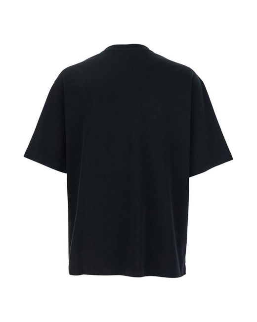 Maison Kitsuné Black T-Shirt With Logo Lettering Printed On The Front for men