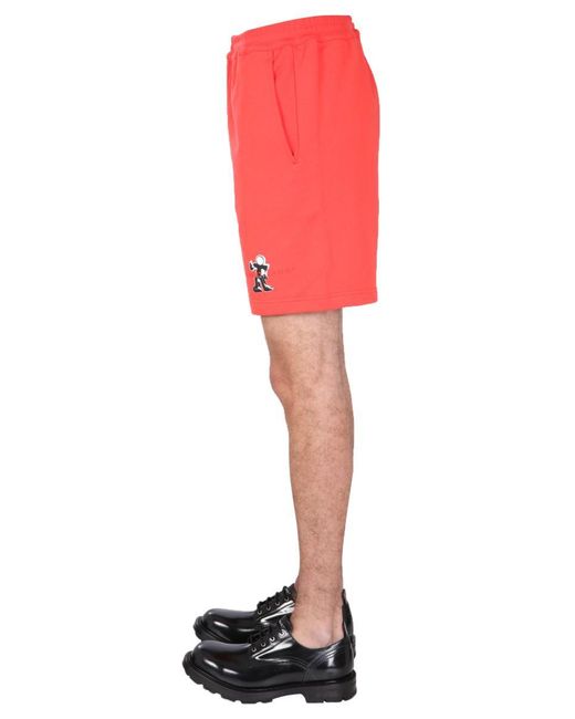 Helmut Lang Red "Figure" Bermuda for men