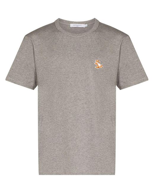 Maison Kitsuné Gray Chillax Fox Logo Cotton T-shirt