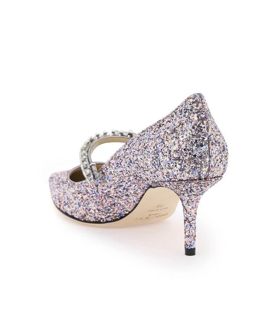Jimmy Choo White Bing 65 Pumps With Glitter And Crystals
