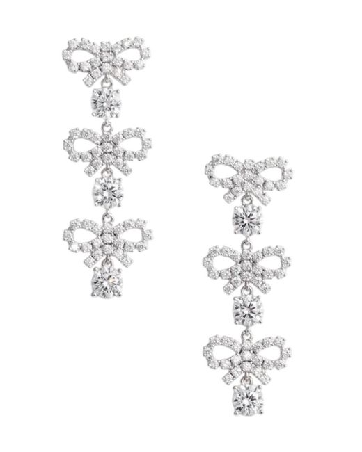 Self-Portrait White Crystal Micro Bow Tiered Earrings
