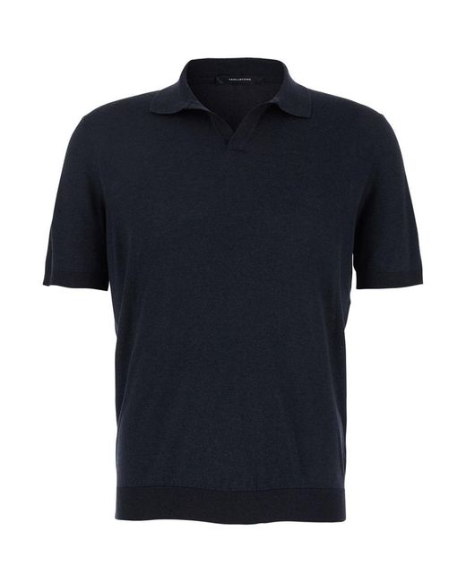 Tagliatore Blue Silk Polo Shirt for men