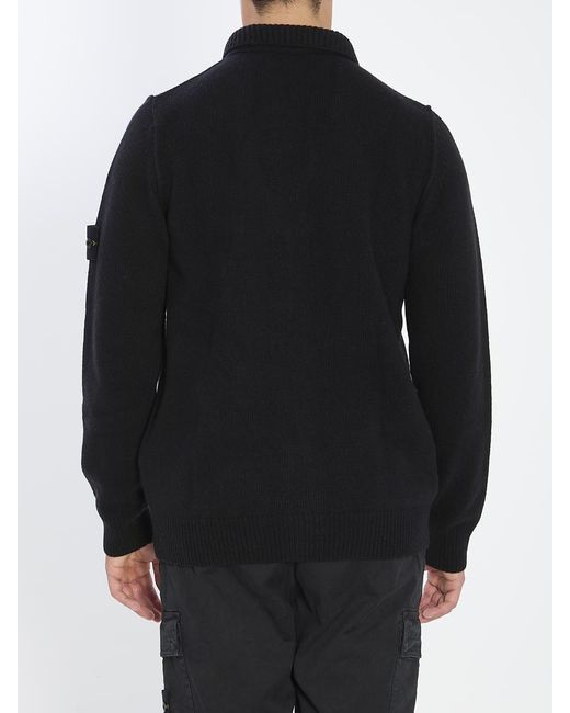 Stone Island Black Sweater With Felt Details for men