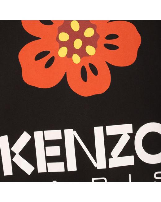 KENZO Black Multicolour Cotton Boke Flower T-shirt