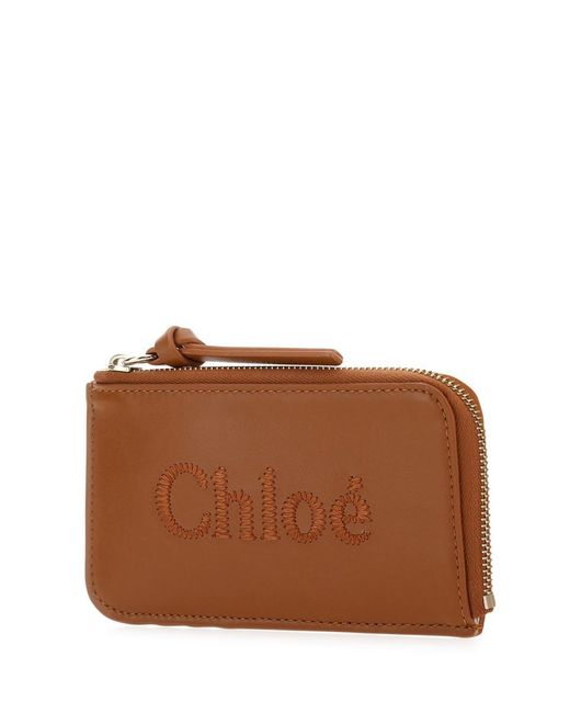 Chloé Brown Caramel Leather Card Holder