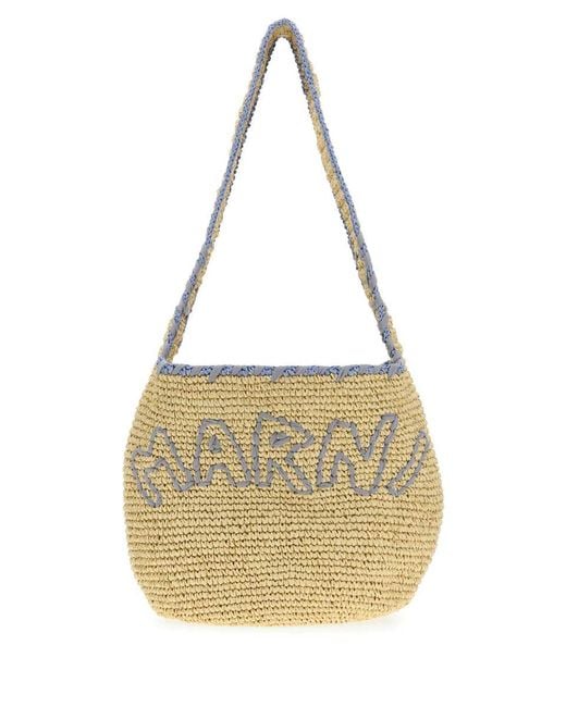 Marni Metallic Raffia Shopping Bag