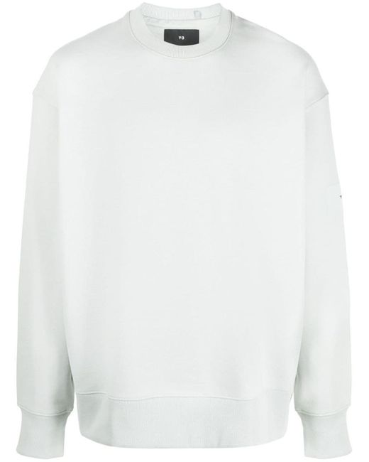 Y-3 White Logo-print Organic-cotton Sweatshirt for men