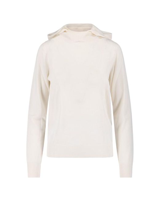 P.A.R.O.S.H. White Minimalist Sweater With Ribbed Hem