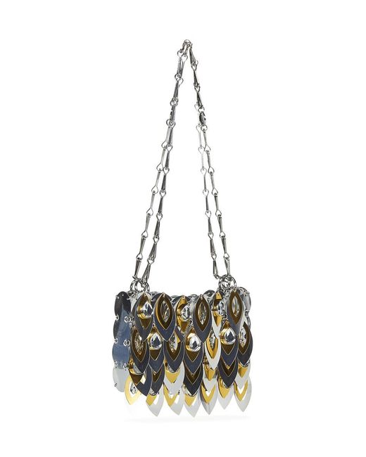 Rabanne White Nano Sparkle Leaves Shoulder Bag