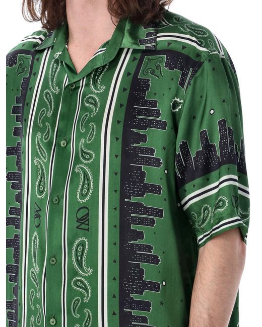 Off-White c/o Virgil Abloh Green Off- Bandana Bowling Shirt for men