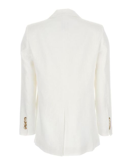 Plain White Double-Breasted Blazer