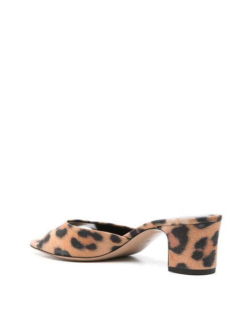 Paris Texas Brown Open-Toe Calfskin Sandals With Vibrant Leopard Print