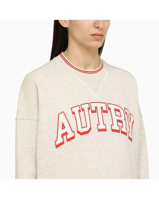 Autry Red Melange Crewneck Sweatshirt With Logo