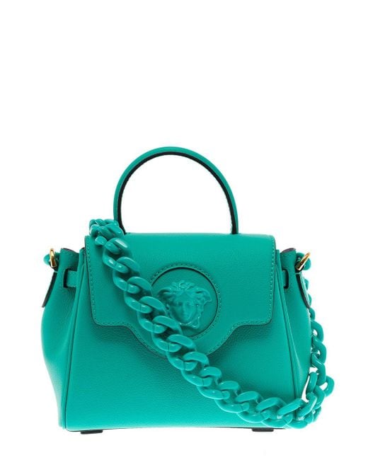 Versace Multicolor Woman's La Medusa Turquoise Leather Handbag